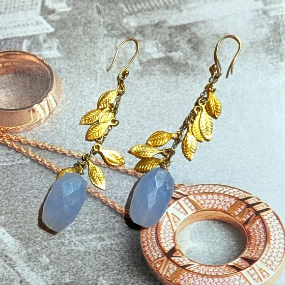 Vintage Lavender Briolette Cut Jade Shoulder Brusher Earrings 💜 - Picture 3 of 5